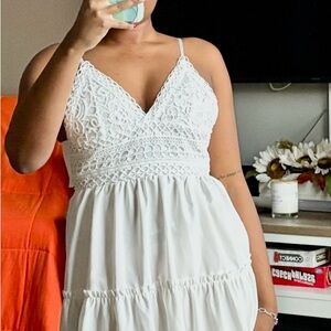 Love Tree White Lace Top Tiered Dress